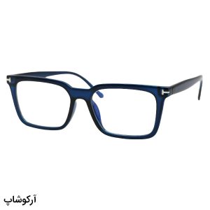 عکس از عینک طبی با فریم شکل مستطیلی، از جنس کائوچو، رنگ آبی تیره و لنز بلوکات و قابل تعویض مدل 203158