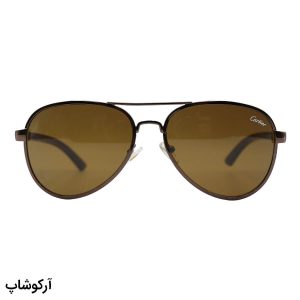 عکس از عینک آفتابی CARTIER با فریم خلبانی، رنگ مسی، دسته چوبی و رنگ قهوه‌ای، لنز قهوه‌ای تیره و از جنس سنگ (آنتی رفلکس) مدل 125