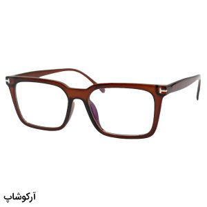 عکس از عینک طبی با فریم شکل مستطیلی، از جنس کائوچو، رنگ قهوه‌ای و لنز بلوکات و قابل تعویض مدل 203158