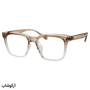 عکس از عینک طبی با فریم شکل مربعی، از جنس TR، رنگ قهوه‌ای و لنز بلوکات و قابل تعویض TR86012