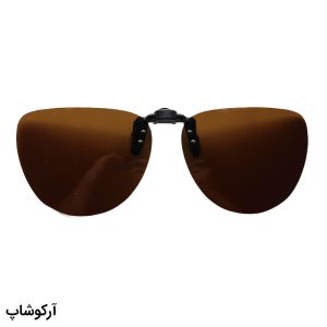 عکس از کاور گیره دار لنز عینک طبی با رنگ قهوه‌ای، پلاریزه و شکل چشم گربه‌ای و گیره فلزی مدل 992927