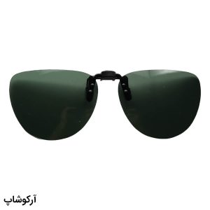 عکس از کاور گیره دار لنز عینک طبی با رنگ سبز، پلاریزه و شکل چشم گربه‌ای و گیره فلزی مدل 992926