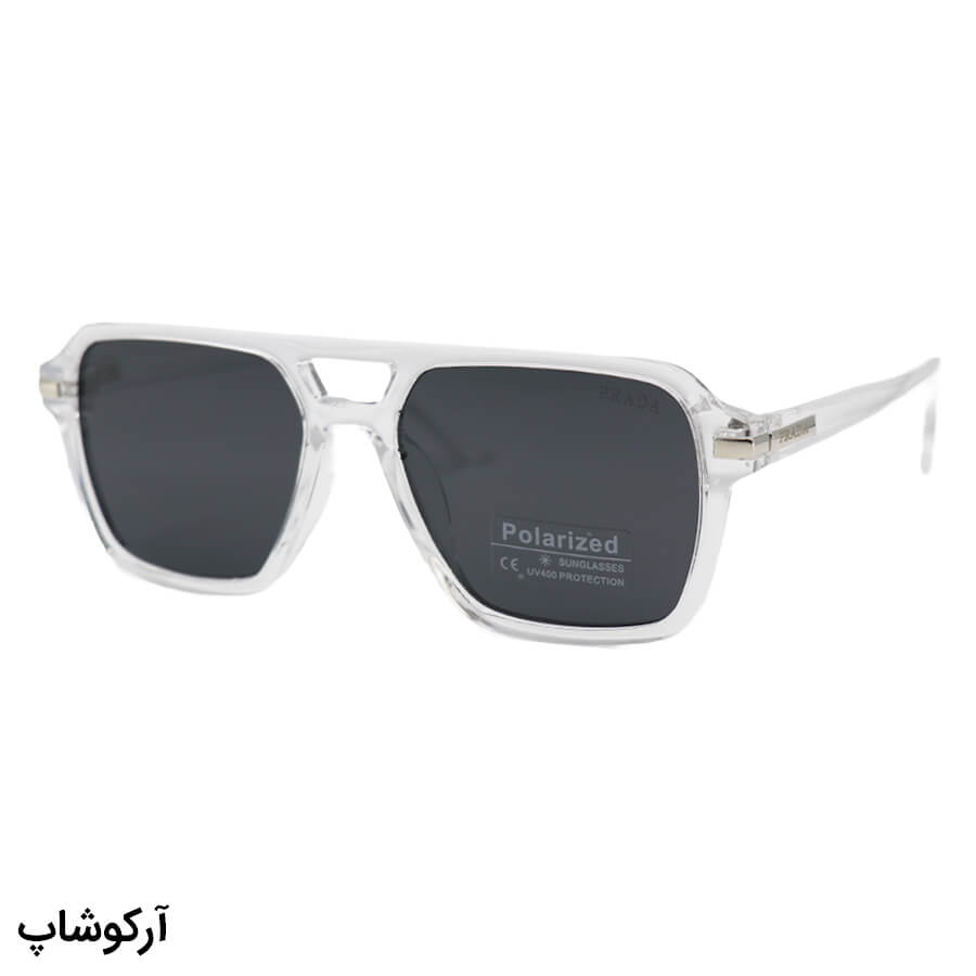 Colorless-Avitator-Frame-And-Colorless-Handle-And-Dark-Polorized-Uv-Protection-Lens-Prada-Sunglasses-Model-P9842-Sh-1 عکس از عینک آفتابی پرادا با فریم خلبانی، رنگ شفاف و بیرنگ و لنز پلاریزه و دودی تیره مدل p9842