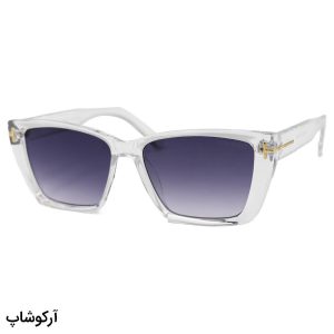 عکس از عینک آفتابی زنانه TOM FORD با فریم بی‌رنگ و شفاف، شکل چشم گربه‌ای و لنز دودی سایه روشن مدل 0920