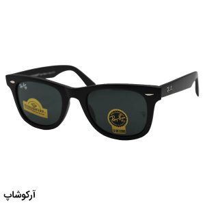 عکس از عینک آفتابی ریبن با فریم ویفرر، رنگ مشکی مات و لنز دودی تیره و جنس شیشه (سایز متوسط و استاندارد) مدل RB2140-L