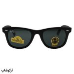 عکس از عینک آفتابی ریبن با فریم ویفرر، رنگ مشکی مات و لنز دودی تیره و جنس شیشه (سایز متوسط و استاندارد) مدل RB2140-L