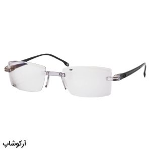 عکس از عینک طبی دور بین فریم لس، دسته مشکی، لنز بلوکات و شکل مستطیلی مدل DBA301