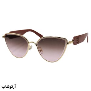 عکس از عینک آفتابی زنانه لووه با فریم چشم ‌گربه‌ای، رنگ طلایی، دسته قهوه‌ای و لنز قهوه‌ای سایه روشن مدل 5G96