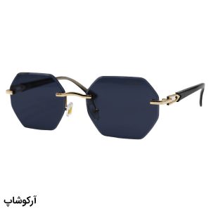 عکس از عینک آفتابی کارتیه با فریم چندضلعی، طرح فریملس، دسته سیم‌دار، رنگ مشکی و لنز دودی تیره مدل 5G142