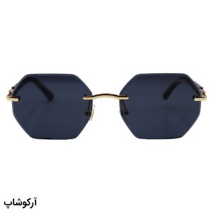 عکس از عینک آفتابی کارتیه با فریم چندضلعی، طرح فریملس، دسته سیم‌دار، رنگ مشکی و لنز دودی تیره مدل 5G142