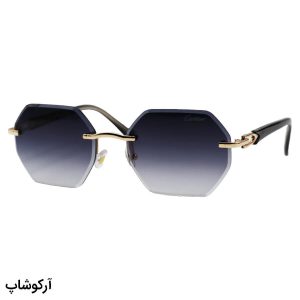 عکس از عینک آفتابی کارتیه با فریم چندضلعی، طرح فریملس، دسته سیم‌دار، رنگ مشکی و لنز بنفش هایلایت مدل 5G142