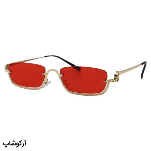 عکس از عینک دید در شب زنانه فانتزی با فریم فلزی، طلایی رنگ و لنز رنگ قرمز برند گوچی مدل 2495