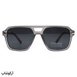 عکس از عینک آفتابی PRADA با فریم خلبانی، رنگ طوسی براق و لنز پلاریزه و دودی تیره مدل P9842