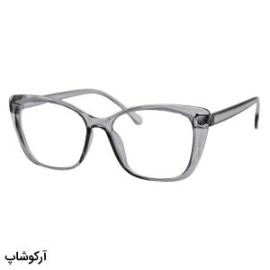 عکس از عینک طبی زنانه با فریم چشم گربه‌ای، از جنس کائوچو، رنگ طوسی و لنز بلوکات و قابل تعویض 28016