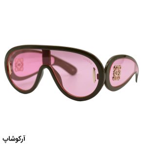 عکس از عینک دید در شب فانتزی با فریم رنگ سبز، اور سایز، لنز صورتی رنگ و دسته پهن LOEWE مدل 0239