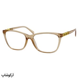 عکس از عینک مطالعه زنانه نزدیک بین با فریم گربه‌ای، رنگ عسلی و دسته طرح دار مدل DZ125
