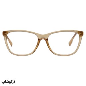 عکس از عینک مطالعه زنانه نزدیک بین با فریم گربه‌ای، رنگ عسلی و دسته طرح دار مدل DZ125
