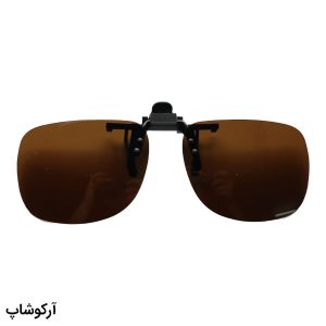 عکس از کاور گیره دار لنز عینک طبی با رنگ قهوه‌ای، پلاریزه و شکل مستطیلی و گیره فلزی مدل 992917