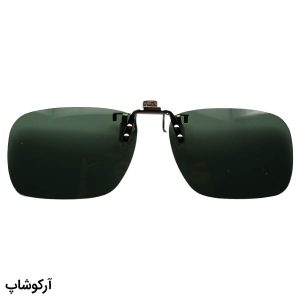 عکس از کاور گیره دار لنز عینک طبی با رنگ سبز، پلاریزه و شکل مستطیلی و گیره فلزی و نقره‌ای مدل 992923