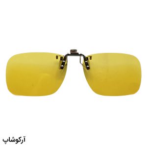 عکس از کاور گیره دار لنز عینک طبی با رنگ زرد، پلاریزه و شکل مستطیلی و گیره فلزی و نقره‌ای مدل 992925