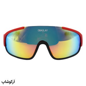 عکس از عینک ورزشی چند کاوره OBAOLAY با فریم قرمز رنگ، از جنس کائوچو و تجهیزات کامل مدل SPOC