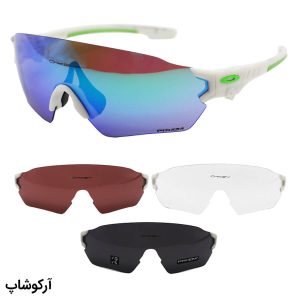 عکس از عینک ورزشی OAKLEY با فریم سفید رنگ، 4 کاور لنز قابل تعویض و تجهیزات کامل مدل OO9328-05