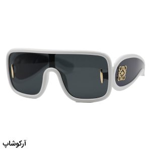 عکس از عینک آفتابی فانتزی LOEWE با فریم شکل مربعی، اور سایز، رنگ سفید و لنز دودی تیره مدل 4000