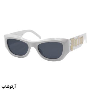 عکس از عینک آفتابی فانتزی پالم آنجلز با فریم مستطیلی، رنگ سفید، دسته پهن و لنز دودی تیره مدل 6170