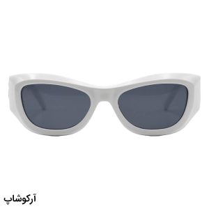 عکس از عینک آفتابی فانتزی پالم آنجلز با فریم مستطیلی، رنگ سفید، دسته پهن و لنز دودی تیره مدل 6170