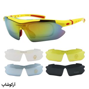عکس از عینک ورزشی چند کاوره OBAOLAY با فریم زرد رنگ، از جنس کائوچو و تجهیزات کامل مدل SP0890