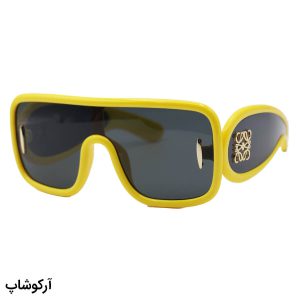 عکس از عینک آفتابی فانتزی LOEWE با فریم شکل مربعی، اور سایز، رنگ زرد و عدسی دودی تیره مدل 4000