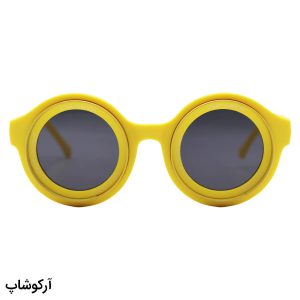 عکس از عینک آفتابی فانتزی LOUIS VUITTON با فریم شکل گرد، رنگ زرد مات و لنز دودی تیره مدل 6191