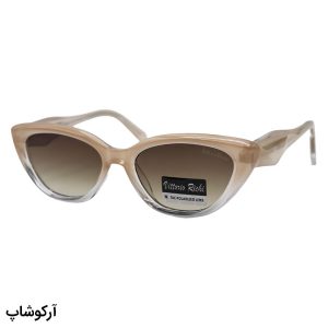 عکس از عینک آفتابی زنانه ویتوریو ریچی با فریم گربه‌ای، رنگ کرمی، دسته سیم‌دار و لنز قهوه‌ای سایه روشن و پلاریزه 8833