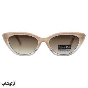 عکس از عینک آفتابی زنانه ویتوریو ریچی با فریم گربه‌ای، رنگ کرمی، دسته سیم‌دار و لنز قهوه‌ای سایه روشن و پلاریزه 8833