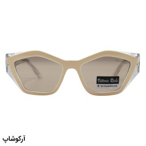 عکس از عینک آفتابی زنانه ویتوریو ریچی با فریم چند ضلعی، رنگ کرمی، دسته سیم‌دار، لنز قهوه‌ای و پلاریزه مدل 9845