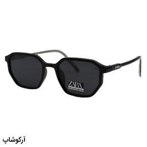 عکس از عینک آفتابی Zara با فریم مشکی براق، شکل چند ضلعی، دسته سیم‌دار و لنز دودی تیره و پلاریزه مدل 66516