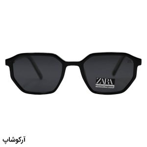 عکس از عینک آفتابی Zara با فریم مشکی براق، شکل چند ضلعی، دسته سیم‌دار و لنز دودی تیره و پلاریزه مدل 66516