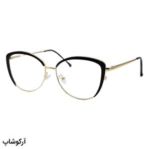 عکس از عینک طبی زنانه ZARA با فریم چشم گربه‌ای، رنگ طلایی و مشکی و دسته فنردار مدل TR3013