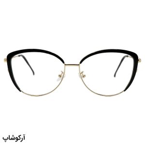 عکس از عینک طبی زنانه ZARA با فریم چشم گربه‌ای، رنگ طلایی و مشکی و دسته فنردار مدل TR3013