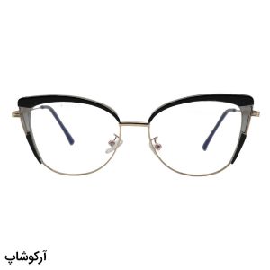 عکس از عینک طبی زنانه با فریم چشم گربه‌ای، رنگ طلایی و مشکی رنگ و دسته فنردار برند ZARA مدل TR3040