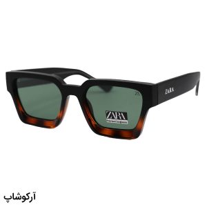 عکس از عینک آفتابی زارا با فریم مشکی مات و هاوانا، مستطیلی شکل، دسته سیم‌دار، لنز سبز و پلاریزه مدل 66510