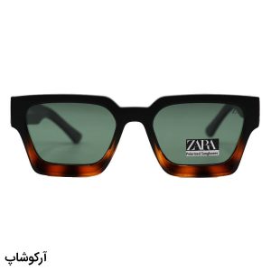 عکس از عینک آفتابی زارا با فریم مشکی مات و هاوانا، مستطیلی شکل، دسته سیم‌دار، لنز سبز و پلاریزه مدل 66510