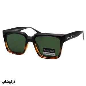 عکس از عینک آفتابی ویتوریو ریچی با فریم مشکی مات، شکل مربعی، دسته سیم‌دار، لنز سبز تیره و پلاریزه مدل 9830