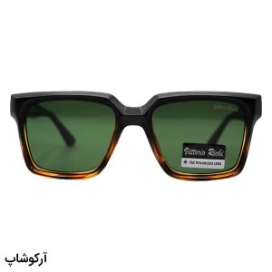 عکس از عینک آفتابی ویتوریو ریچی با فریم مشکی مات، شکل مربعی، دسته سیم‌دار، لنز سبز تیره و پلاریزه مدل 9830