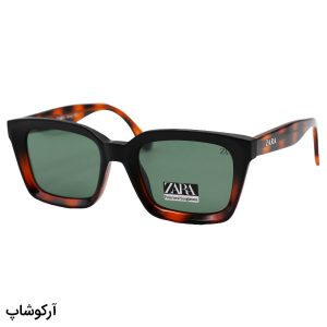 عکس از عینک آفتابی Zara با فریم مشکی و هاوانا، شکل مربعی، دسته سیم‌دار و لنز سبز تیره و پلاریزه مدل 66520