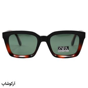 عکس از عینک آفتابی Zara با فریم مشکی و هاوانا، شکل مربعی، دسته سیم‌دار و لنز سبز تیره و پلاریزه مدل 66520