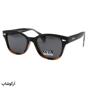 عکس از عینک آفتابی Zara با فریم مشکی مات، شکل ویفرر، دسته سیم‌دار و لنز دودی تیره و پلاریزه مدل 66808