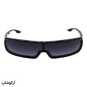 عکس از عینک آفتابی فانتزی Emporio Armani با فریم مستطیلی کشیده، بیس دار، رنگ مشکی و لنز دودی هایلایت و پلاریزه مدل 2297
