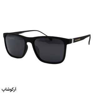 عکس از عینک آفتابی HUGO BOSS با فریم مستطیلی شکل، رنگ مشکی مات و لنز دودی تیره و پلاریزه مدل 9529