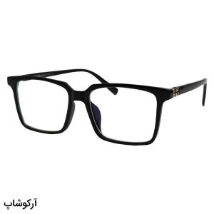 عکس از عینک طبی میو میو با فریم مشکی رنگ، مستطیلی شکل و لولای فلزی مدل 58032
